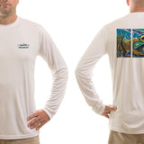Men's Sun Protective Fishing Shirt White/Tarpon Layup