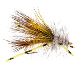 3 Pack Kaufmann's Yellow Crystal Stimulator Rubber Legs Dry Fly - Hook Size 8