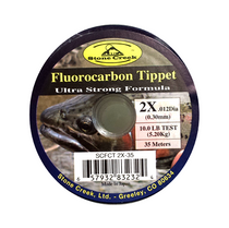Fluorocarbon tippet spool, 2X 0.012in diameter, 10 lb test, black label