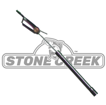 Hackle pliers with green-and-black grips; metal jaws. STONE CREEK