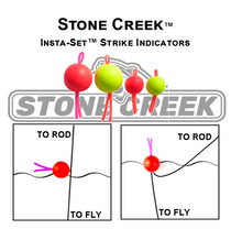 Insta-Set strike indicator set with red and yellow floating balls and pink tassels