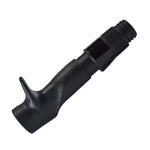 Casting reel seat hood with smooth black finish and threaded end cap