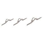 Silver-gray titanium hook keeper clip with loop and two fork prongs