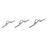 Silver-gray titanium hook keeper clip with loop and two fork prongs