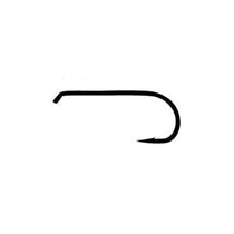 Black dry fly hook with curved barb and point