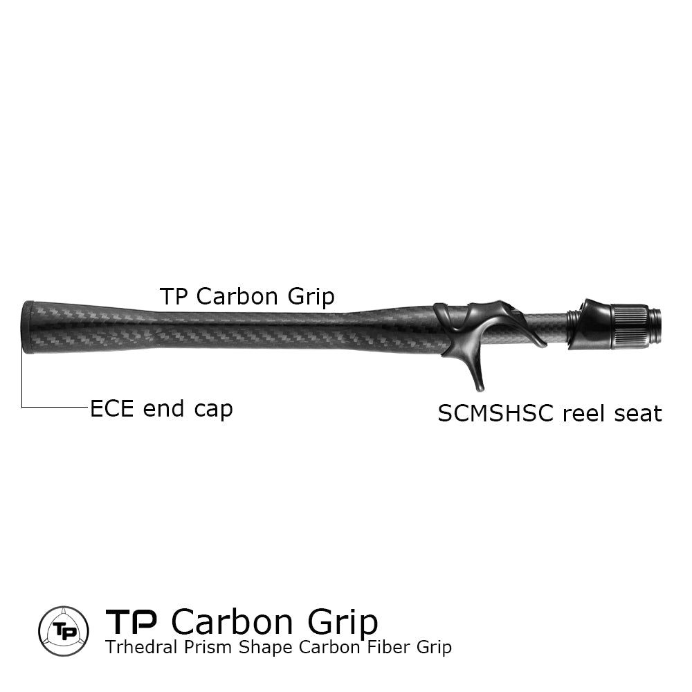 Seaguide TP carbon fiber trihedral grip with ECE end cap and reel seat