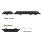 Ford Transit side step system with perforated tread and side step mounting tabs