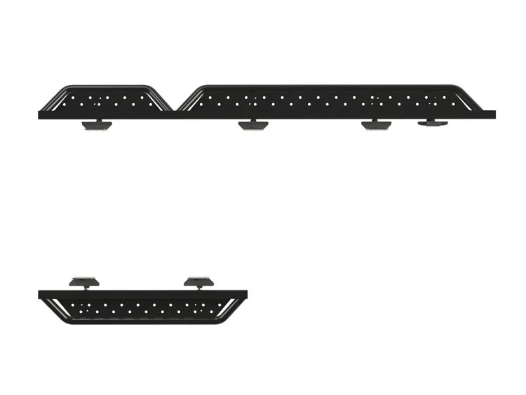 Ford Transit side step platforms with dotted traction holes, black