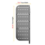 Perforated rear-door storage rack panel, passenger side, with vertical mounting posts