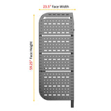 Perforated rear-door storage rack panel, passenger side, with vertical mounting posts