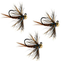 Tungsten bead pheasant tail nymph flies, hook size 16, set of 3