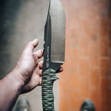 Tactical Bowie Knife - 10" Hand Forged 1095 Steel with Green & Black G10 Handle