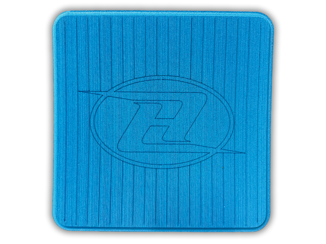 FlyPatch II traction patch, bright blue ribbed mat with oval logo