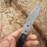 Everyday Carry Custom Handcrafted Damascus Steel Folding Pocket Knife with Buffalo Horn & Damascus Bolster Handle – The Artisan's Touch