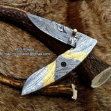 Everyday Carry Hand Engraved Damascus Steel Folding Pocket Knife with Steel & Brass Handle – The MasterCraft