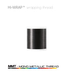 Metallic wrapping thread spool, silver mono metallic thread on a white base