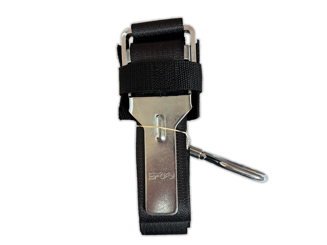 10 ft tie down strap with metal ratchet and black webbing