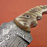 Custom Handcrafted Damascus Steel Tom Brown Tracker Knife - Ideal for Survival, Camping & Tactical Use | KBS Knives