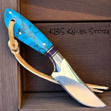 Concealed Belt Knife with Turquoise Stone Handle 7"