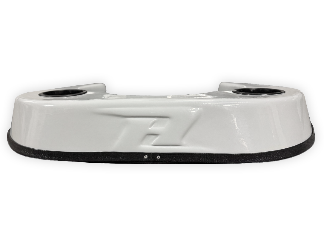 Three-point leg brace horn in white plastic with side holes