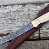 Trout Fillet Knife – 6.5" Damascus Steel with Bone Handle
