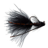 Tungsten Bead Tactical Black Mini Bugger Euro Nymph Fly - 12 Flies Size 8