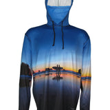 Two Surfers Lightweight Ocean Graphic Hoodie