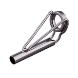 Metal boat rod tip top guide with circular ring and U-frame, polished finish