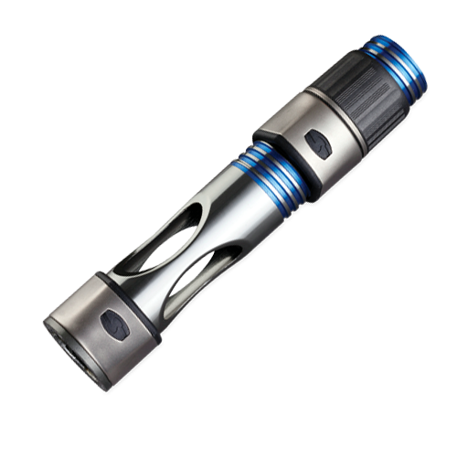 Aluminum spinning reel seat, Model DAPS by Seaguide with blue accents and dark hood