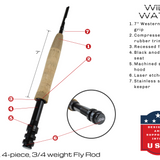 3/4 weight Fly Rod, 9ft | 4 Piece | Wild Water Fly Fishing