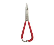 Ultralight fishing pliers with red handles and stainless-steel jaws