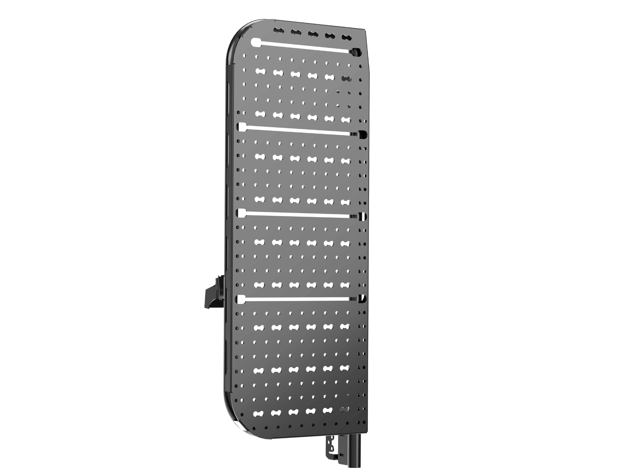 Passenger-side Atlas storage rack panel with perforated metal for Ford Transit rear door