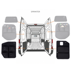 Black Sprinter door storage panel set shown in layout diagram