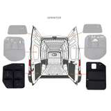Black Sprinter door storage panel set shown in layout diagram