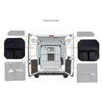 Set of black rear door storage panels with multiple zippered compartments
