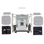 Ram Promaster lower rear door storage panel pair shown on vehicle door area, diagram
