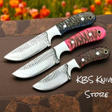 CUSTOM COWBOY BELT BUCKLE KNIFE SET – 3 PIECE RASP STEEL HOMESTEADER COLLECTION WITH WESTERN SHEATHS
