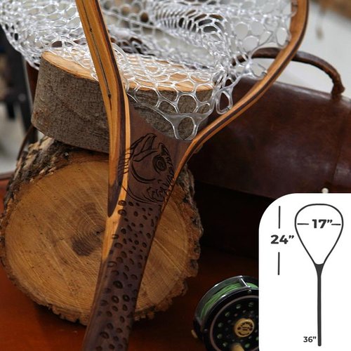big t fish net Big Dipper 24"x17" - Brook Trout Engraved - Natural Fly Fishing Traditional Landing Net