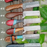 Cowboy Ranch Knives Collection - Damascus Steel Blades, Various Handle Materials - 8.25 Inches - KBS Knives Store