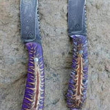 Skinning Knife - Raindrop Damascus Steel Blade, Epoxy Pine-cone Resin Handle - 8 Inches - KBS Knives Store