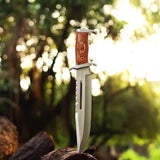Professional Rambo Bowie Knife - 12" D2 Steel with Exotic Red Wood Handle & Steel Guards