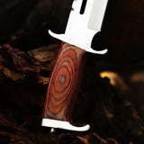 Professional Rambo Bowie Knife - 12" D2 Steel with Exotic Red Wood Handle & Steel Guards