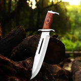 Professional Rambo Bowie Knife - 12" D2 Steel with Exotic Red Wood Handle & Steel Guards