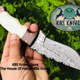 Custom Handmade Raindrop Damascus Steel Hunting Camping Knife