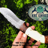 Custom Handmade Raindrop Damascus Steel Hunting Camping Knife