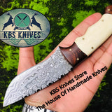 Custom Handmade Raindrop Damascus Steel Hunting Camping Knife