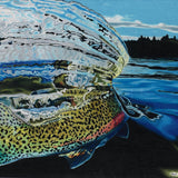 Women's Sun Protective Fishing Shirt Arctic Blue/Whiplash Rainbow Trout