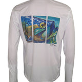 Men's Sun Protective Fishing Shirt White/Tarpon Layup