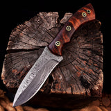 KBS Knives - 'Wilderness Warrior' Custom Handmade Damascus Steel Hunting Knife with Rosewood Handle