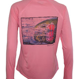 Women's Sun Protective Fishing Shirt Pretty Pink/Rainbow Reflections